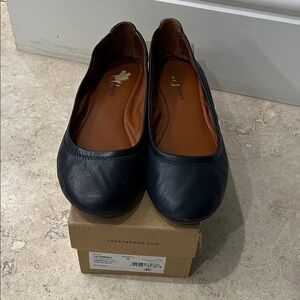 Lucky Brand Women's Navy Emmie2 Leather Ballet Flats